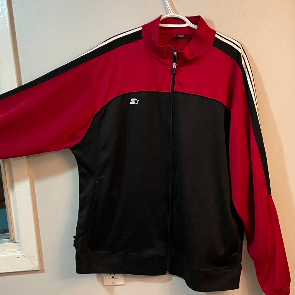 STARTER Red and Black Zip-Up Jacket - Picture 2 of 3